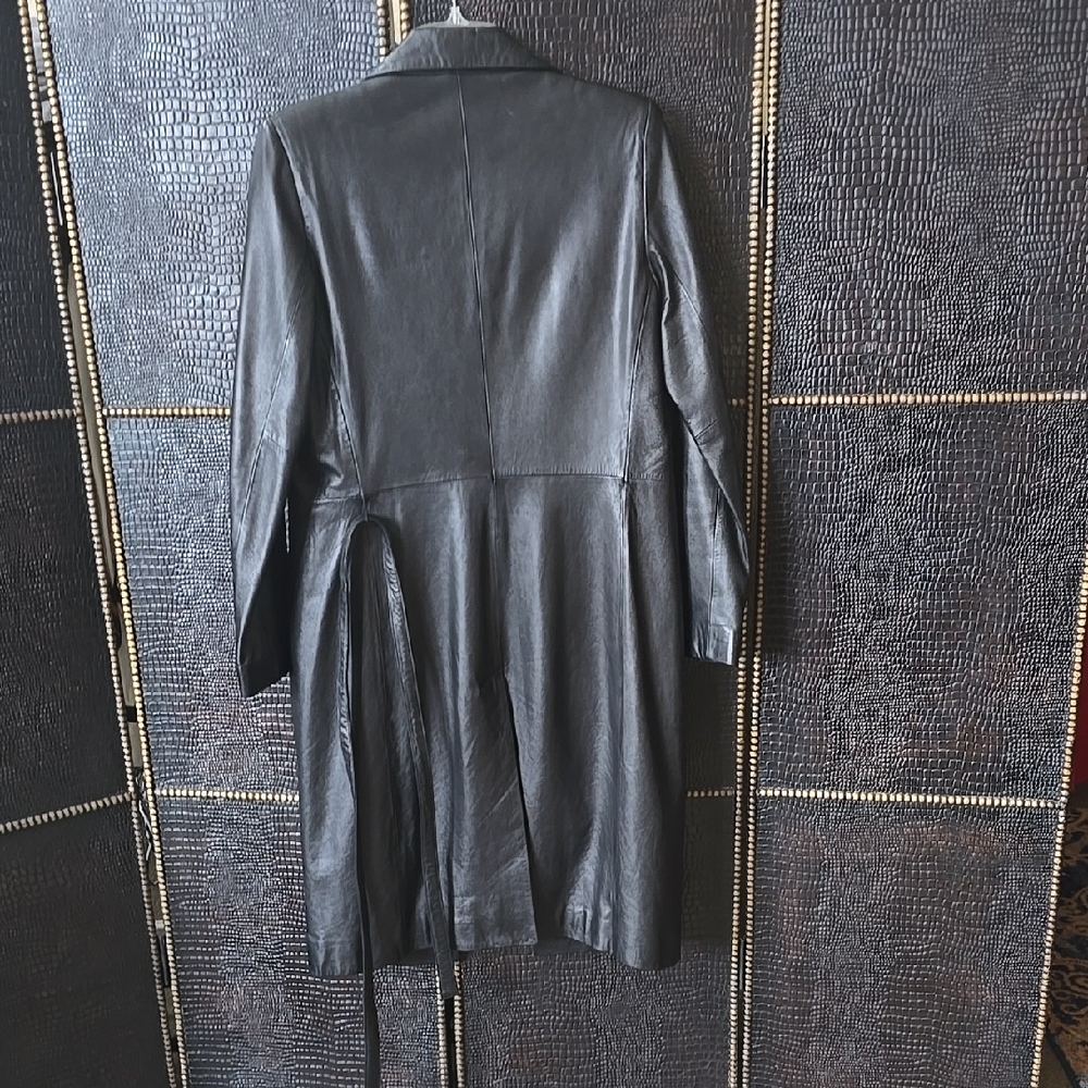 Kenneth Cole Black Trench Coat Timeless Elegance - Picture 8 of 16